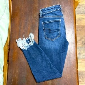 Woman’s American Eagle Distressed Ankle Skinny Jeans